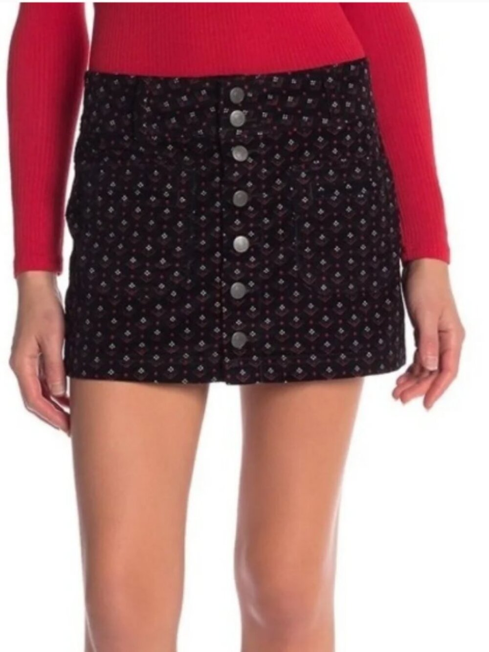 Free People We The Free Joanie Patterned Corduroy Mini Skirt; Size 28; EUC